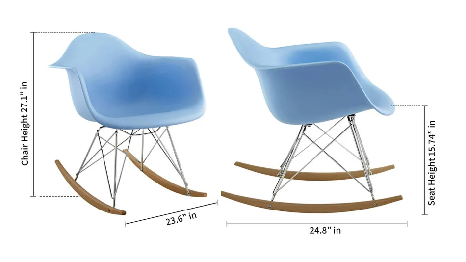 Blue Molded Shell Rocking Chair