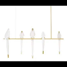 Perch Bird Linear Gold and White Pendant Light