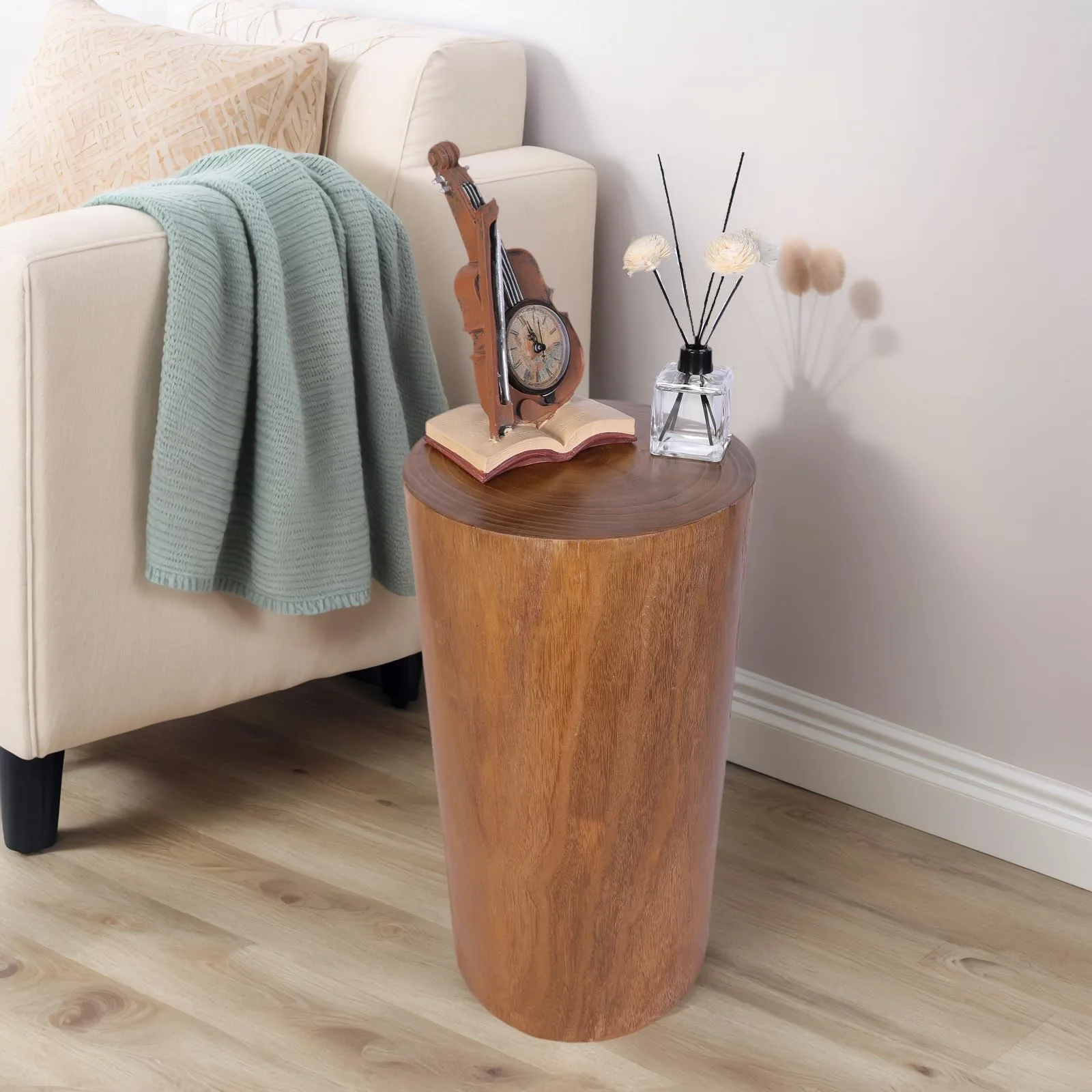 Cylindrical Wood Stump Side Table