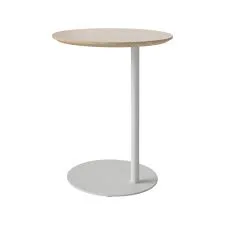 Pillar Round Wood and Metal Side Table