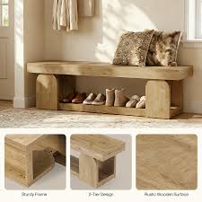 Rustic Wooden Entryway Bench