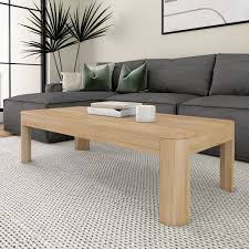Natural Wood Rectangular Coffee Table