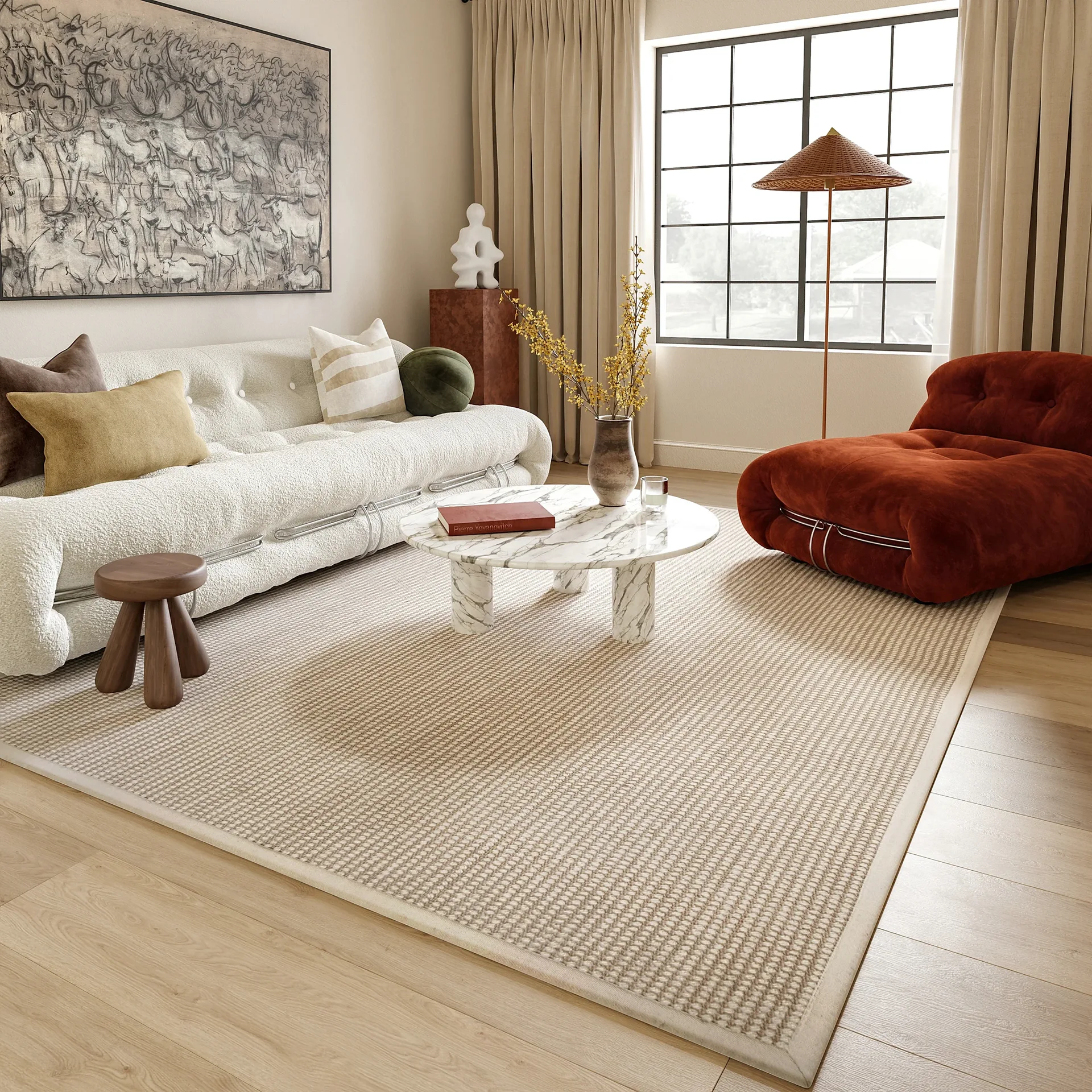 Beige Wool Area Rug