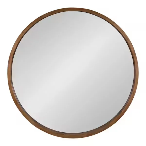 Hutton Round Wood Wall Mirror