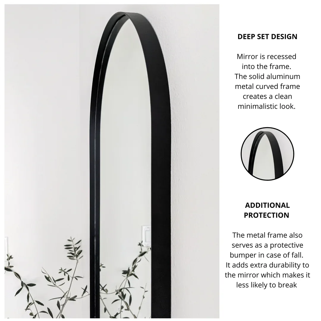 Black Metal Arched Wall Mirror