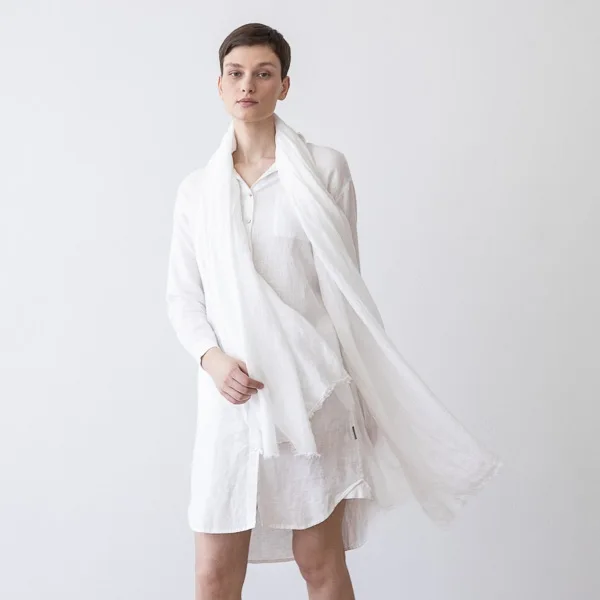 White Linen Scarf