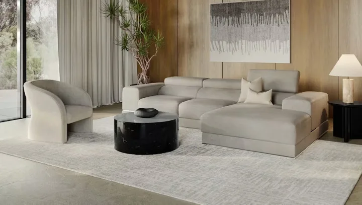 Napoleon Gray Fabric Sectional Sofa