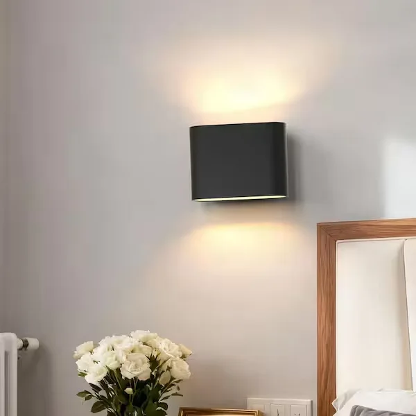 Modern Matte Black Oval Wall Sconce