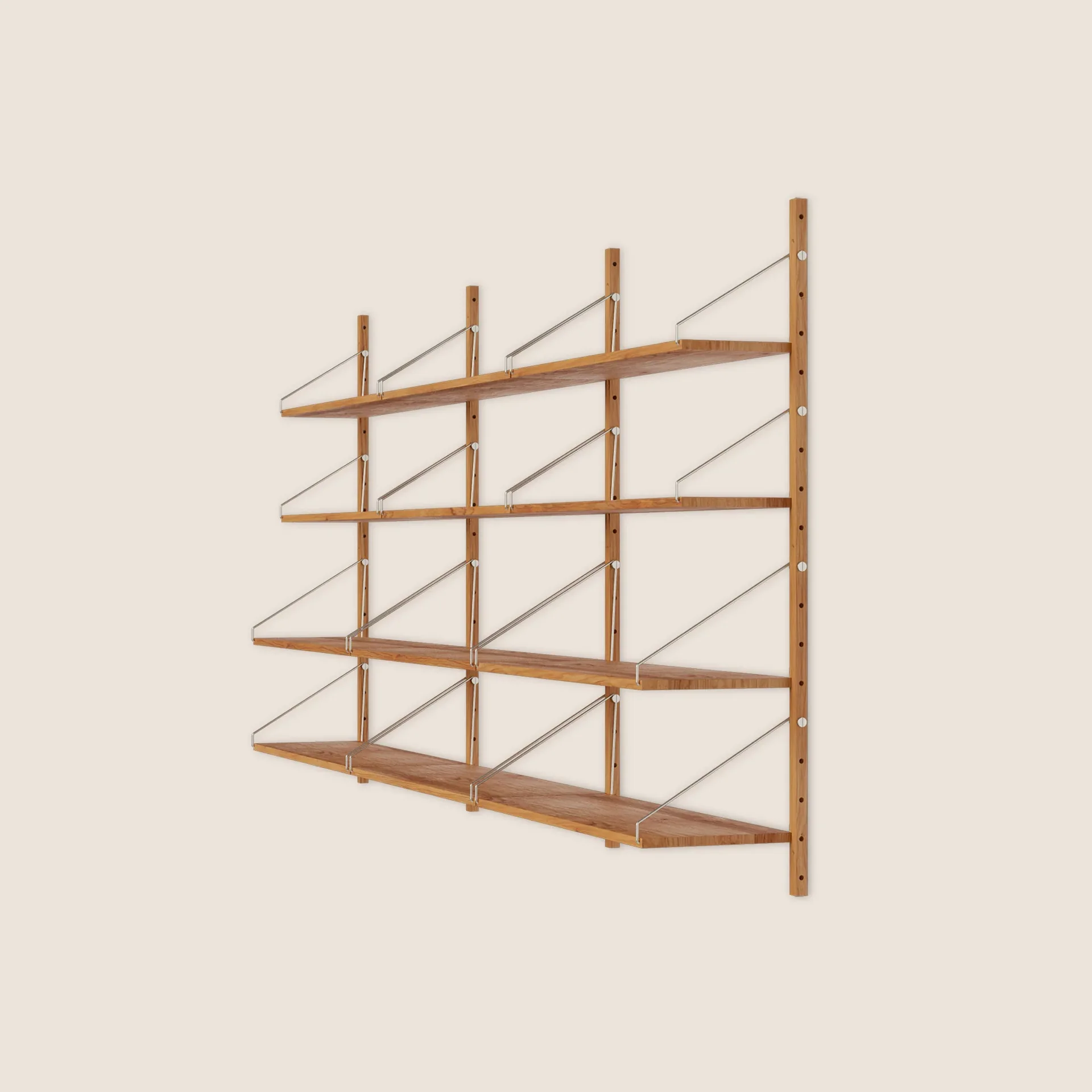 Natural Wood Triple Section Shelving Unit