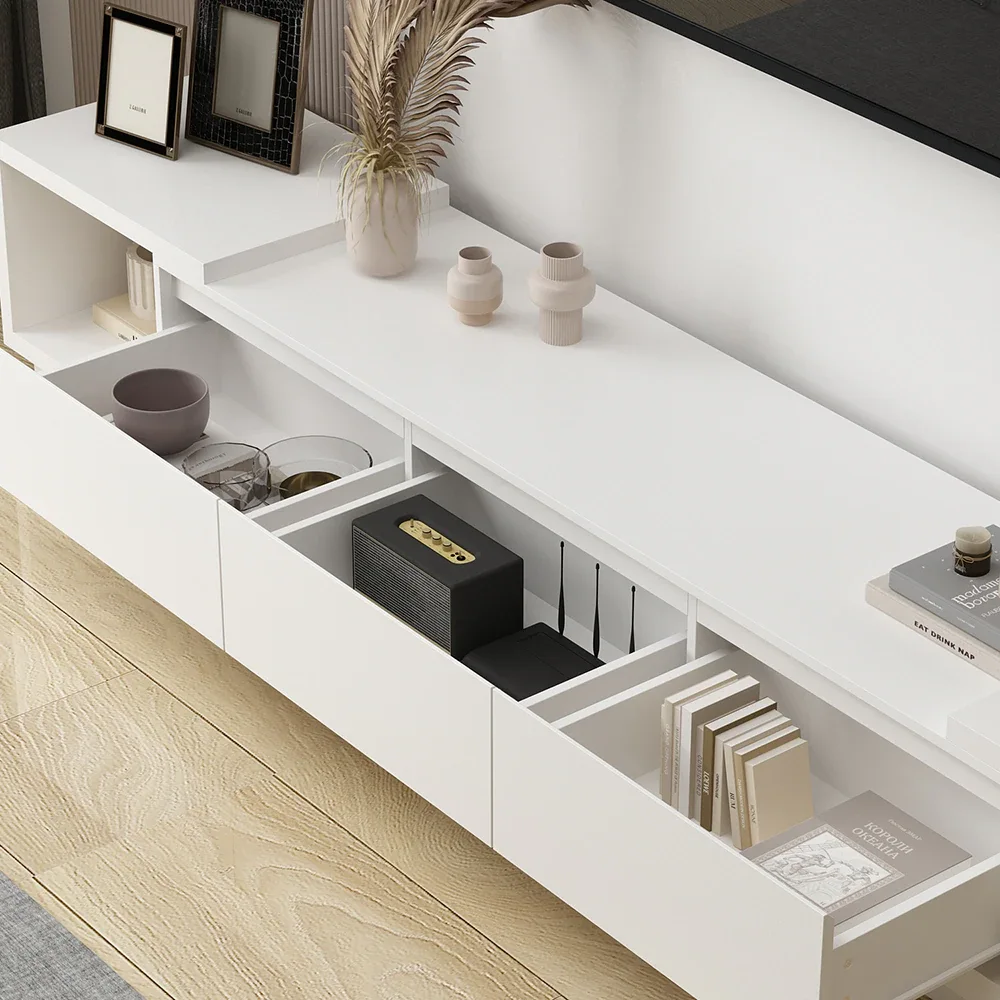 Minimalist White Wood Media Console