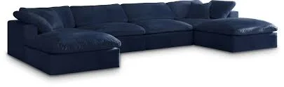 Navy Velvet Modular Sectional Sofa