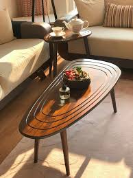 Mid-Century Modern Oval Wooden Side Table