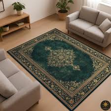 Persian Green Distressed Floral Area Rug