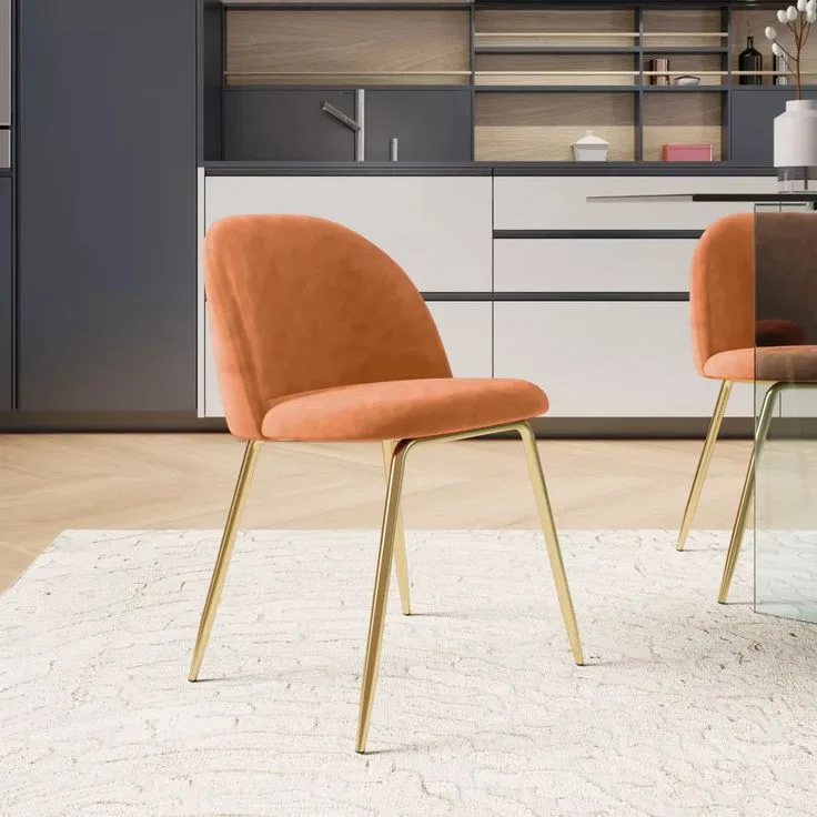 Melt Velvet Dining Chair with Gold Legs