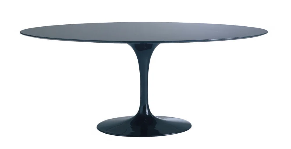 Tulip Black Oval Pedestal Dining Table