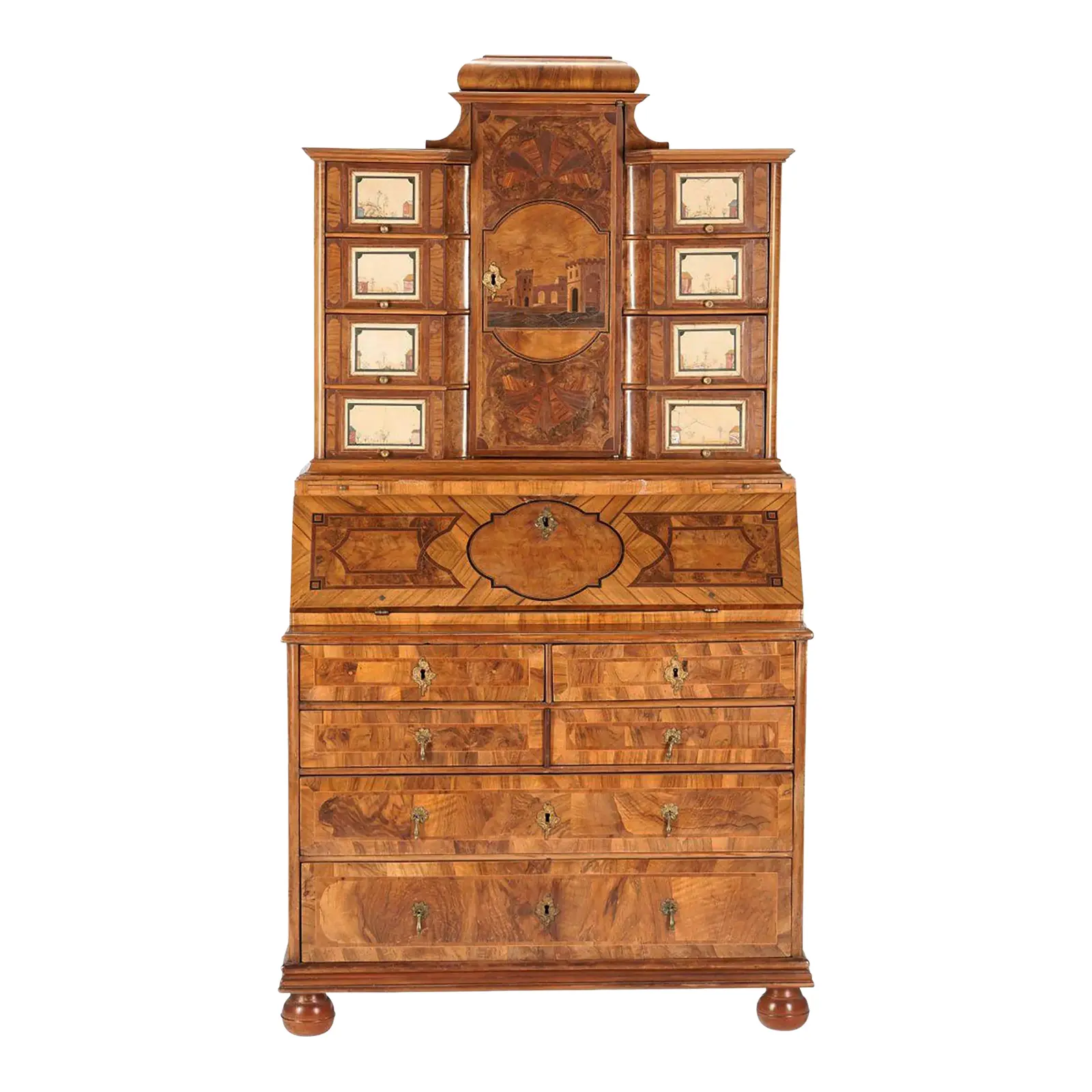 Antique Walnut Bureau Cabinet