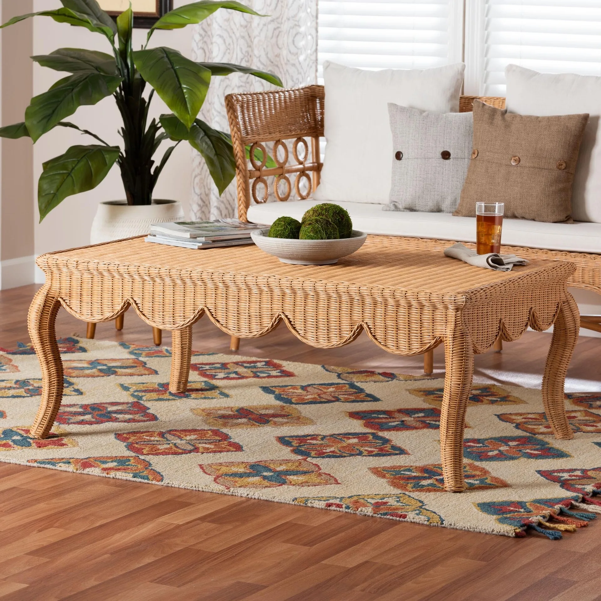 Deborah Natural Rattan Wicker Coffee Table
