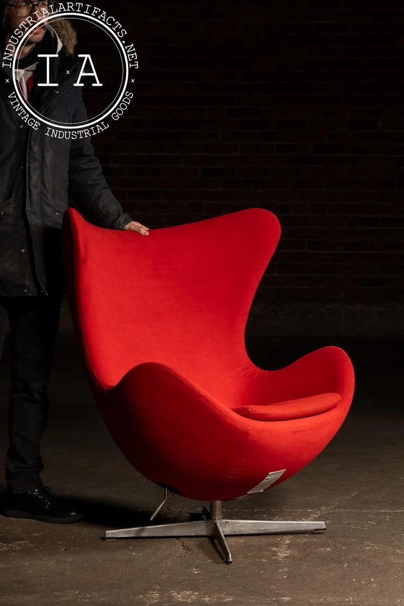 Arne Jacobsen Red Fabric Egg Chair