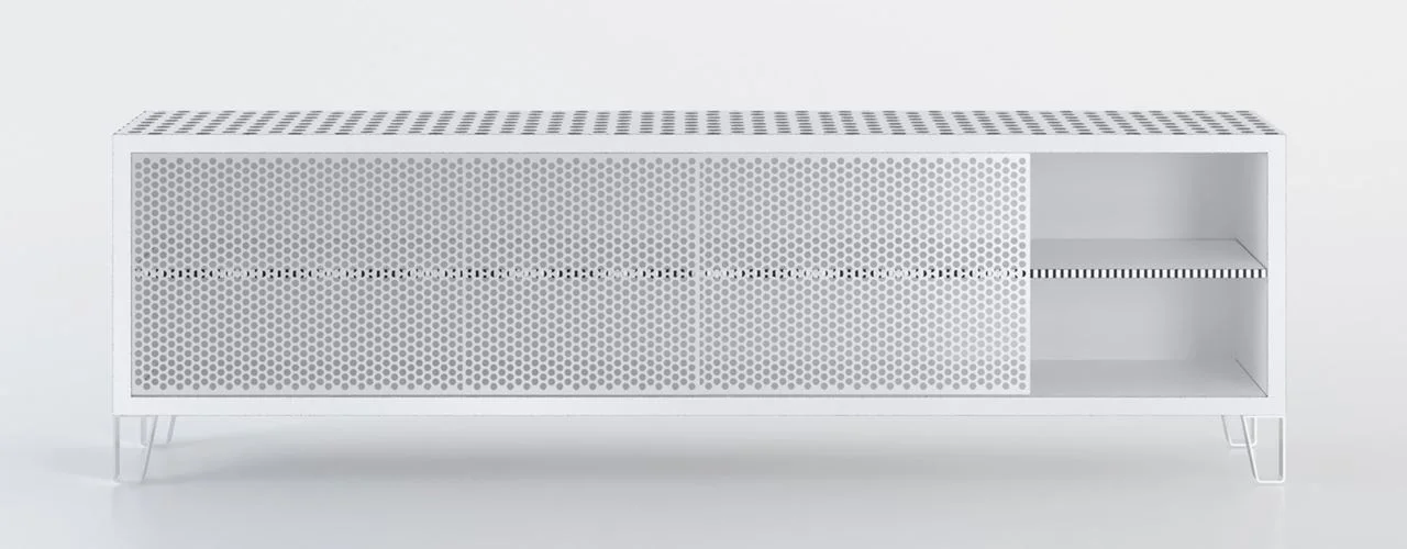 White Metal Media Console