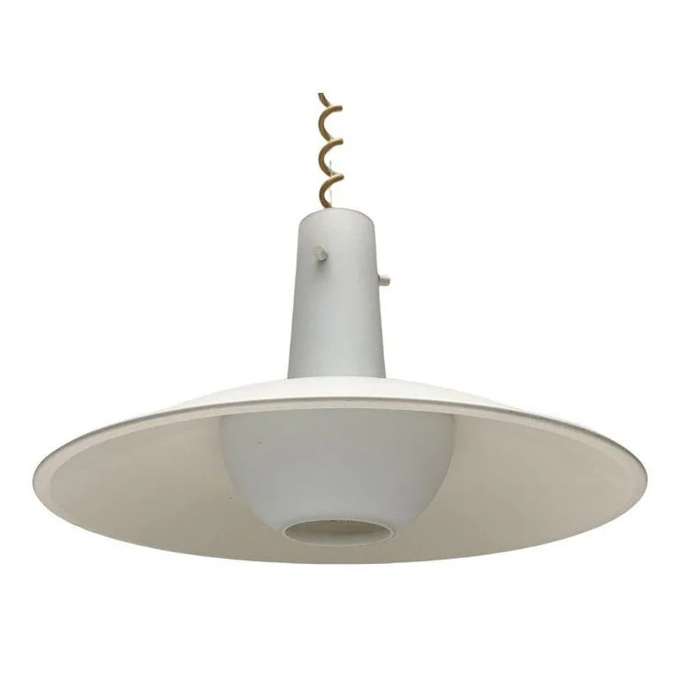Matte White Metal and Glass Pendant Light