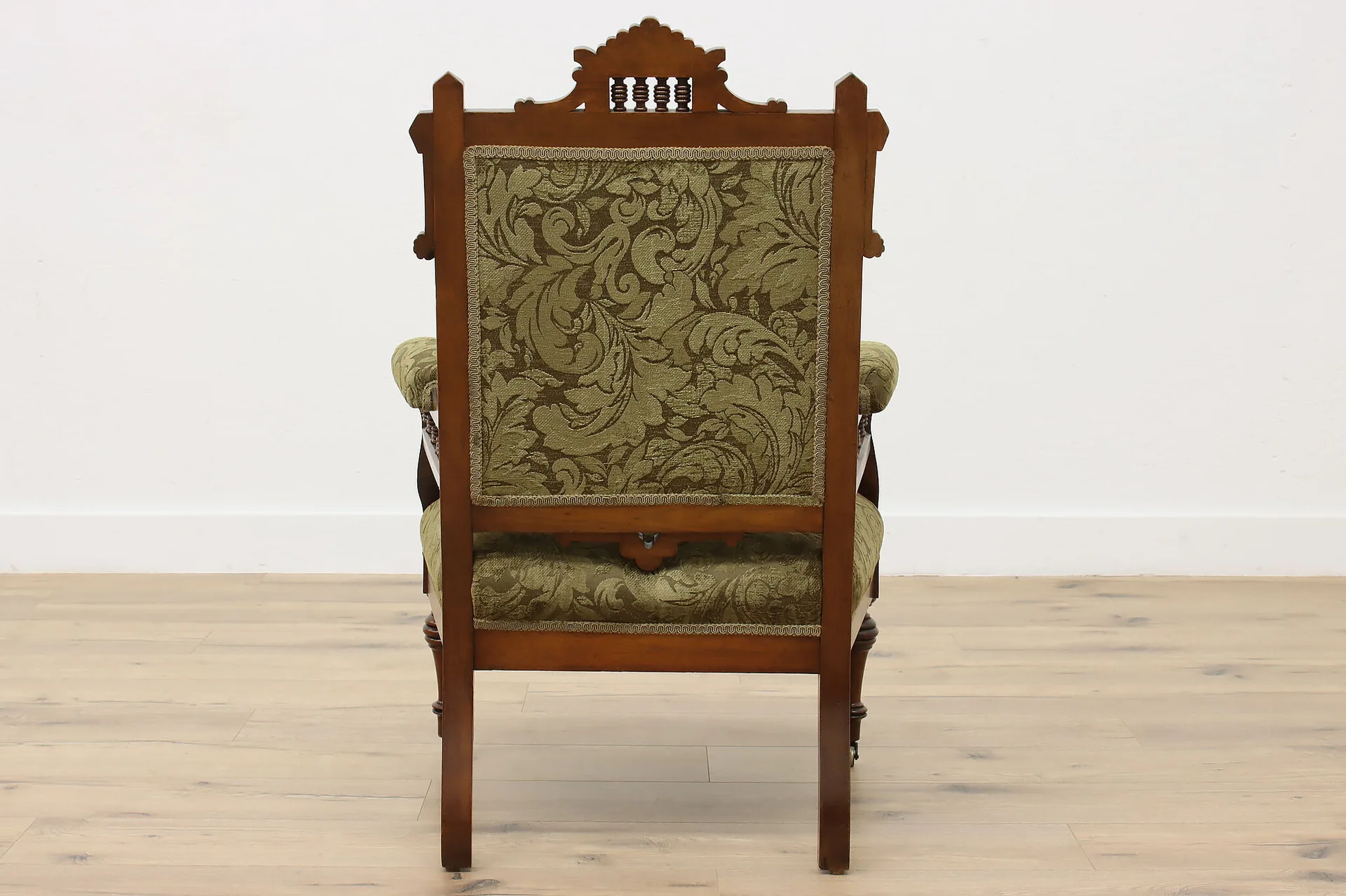Victorian Eastlake Antique Carved Walnut Upholstered Chair