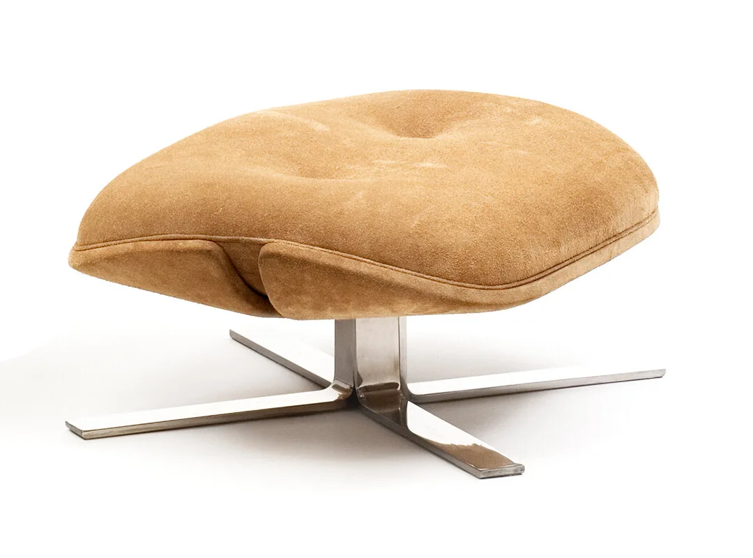 Etel Tan Suede Swivel Ottoman