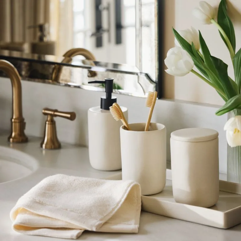 Blanc Matte Cream Ceramic Vanity Tray