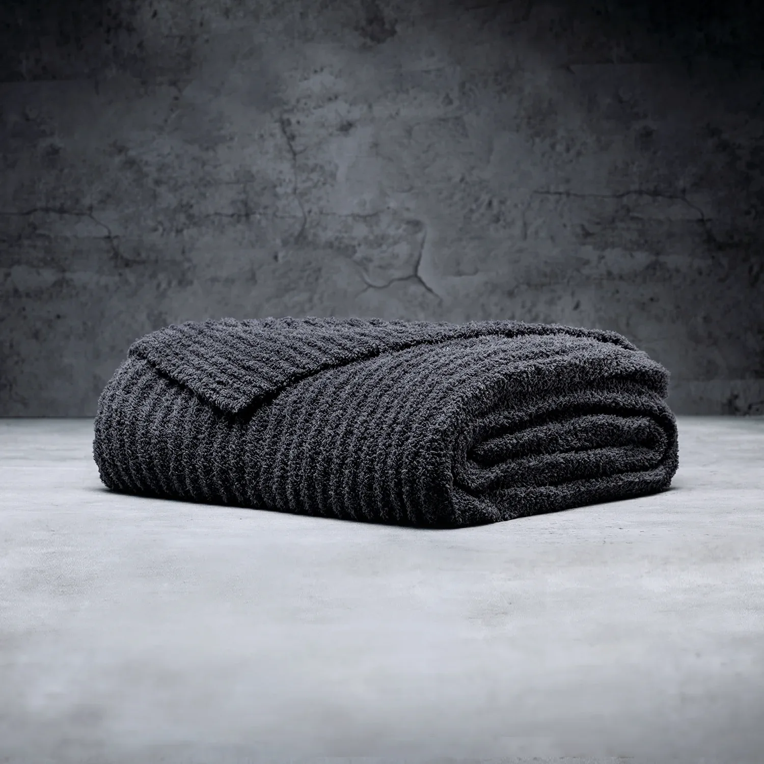 Ribbed Cotton Knit Throw Blanket