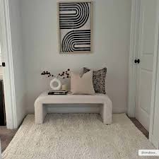 Solid Cream Shag Area Rug