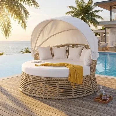 Round Wicker Outdoor Daybed