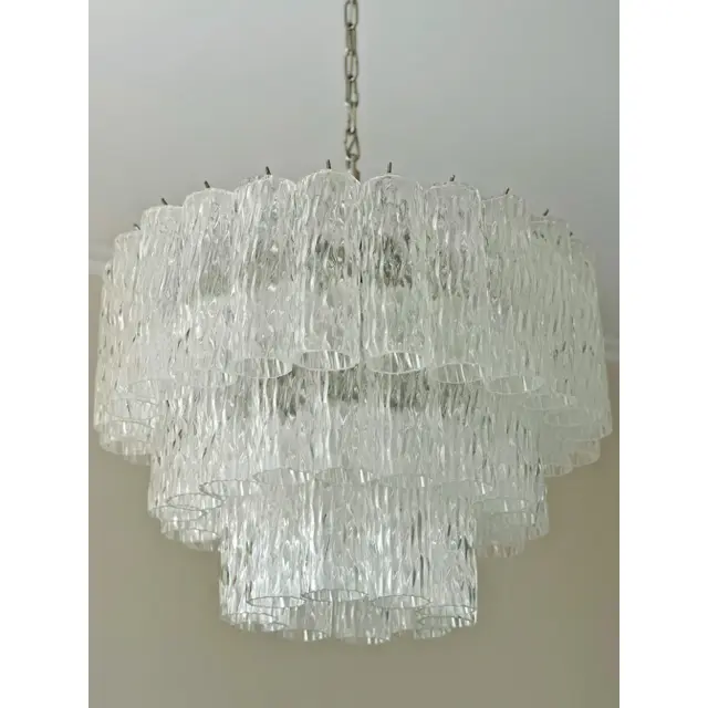 Murano Textured Glass Tiered Chandelier