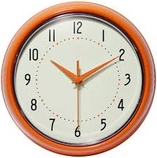 Retro Round Wall Clock in Orange