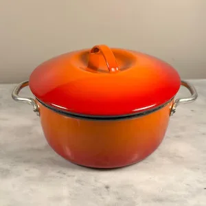 Vintage Orange Iron Dutch Oven
