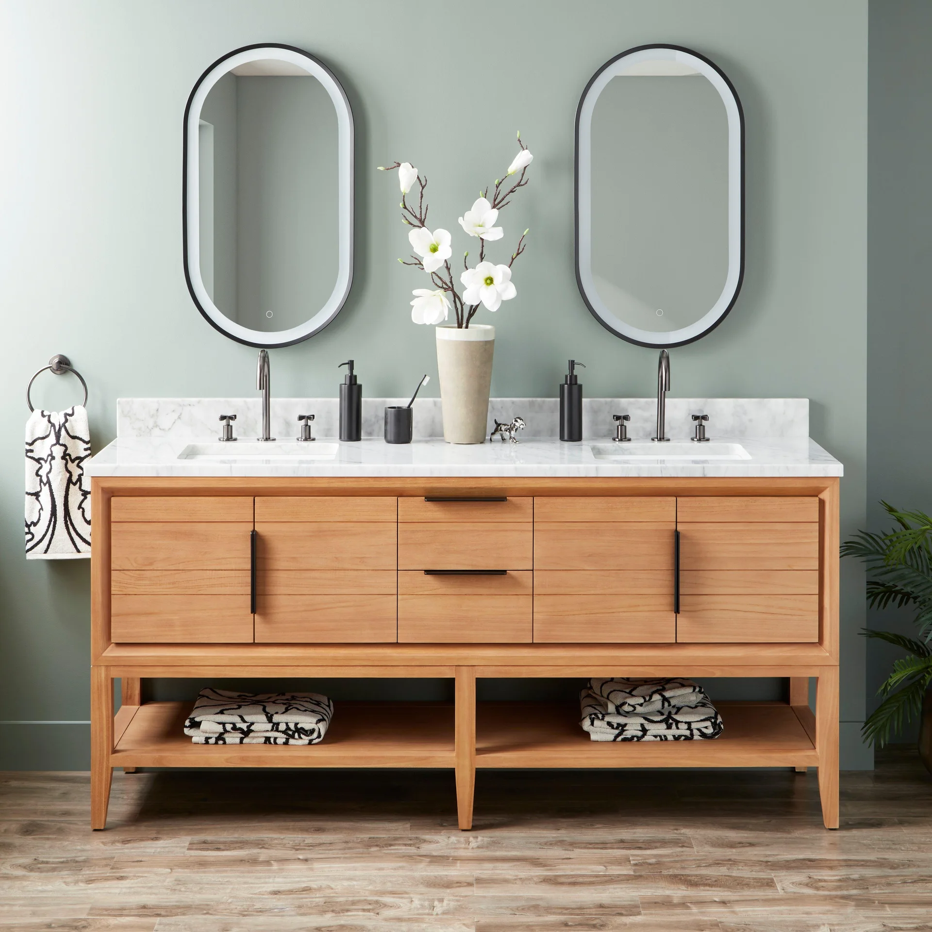 Aliso Natural Teak Double Bathroom Vanity