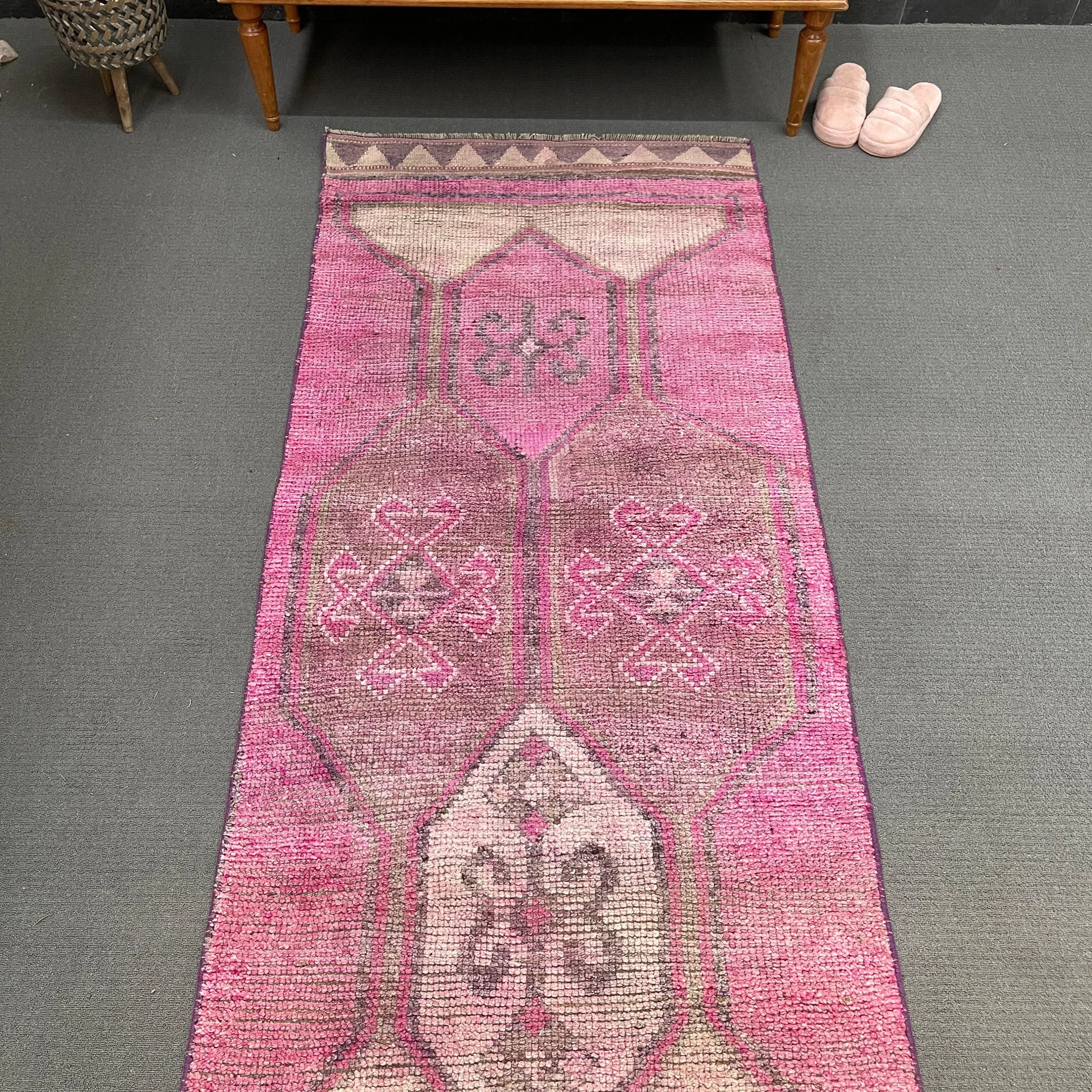 Vintage Pink Geometric Area Rug
