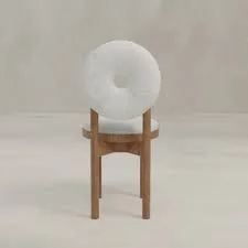 White Boucle Round Accent Chair
