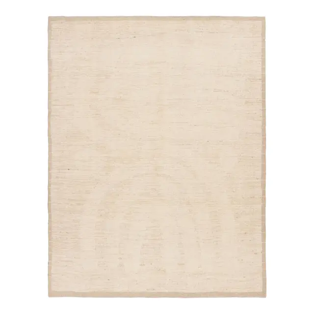 Beige Ribbed Wool Area Rug