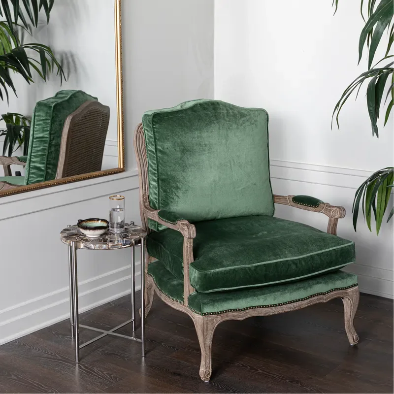 Green Velvet Upholstered Settee