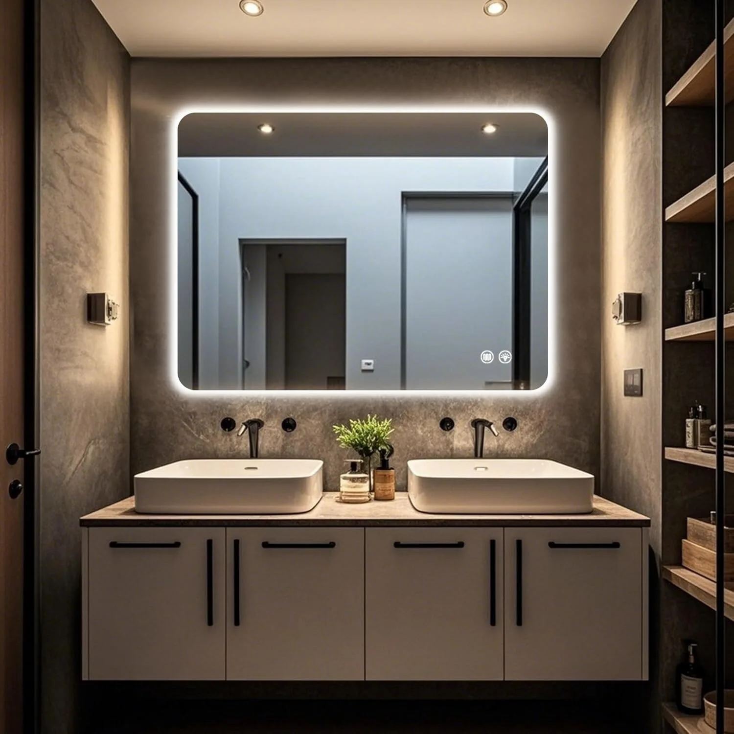 Rectangular Backlit Bathroom Mirror