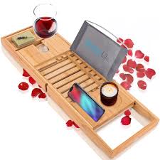 Natural Wood Bathtub Caddy