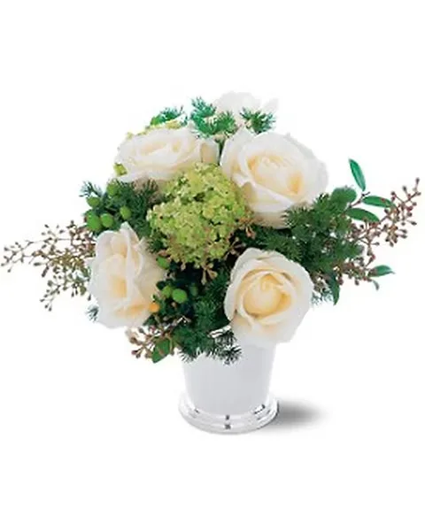 Floral Arrangement in Silver Vase