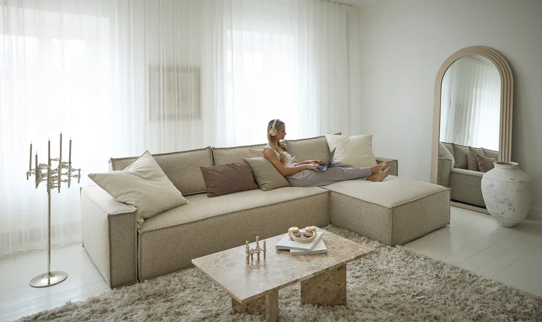 Newilla Beige Textured Modular Sofa