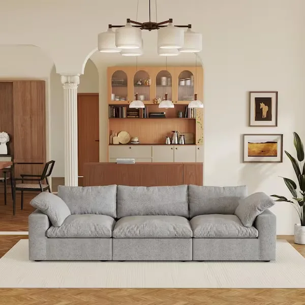 Magic Home Gray Linen Sectional Sofa