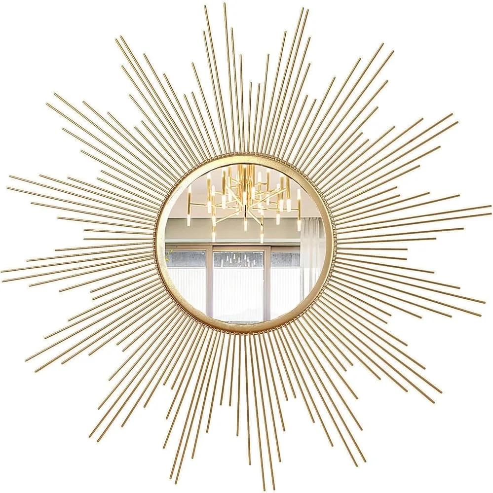 Round Gold Sunburst Wall Mirror