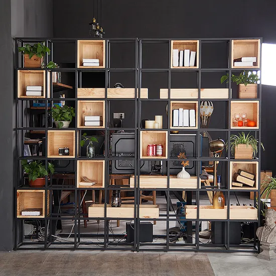 Industrial Steel and Wood Modular Bookcase