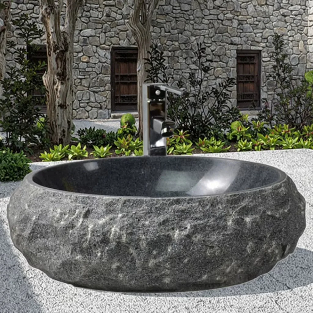 Round Natural Stone Vessel Sink