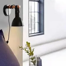 Algunda Black Metal and Wood Wall Sconce