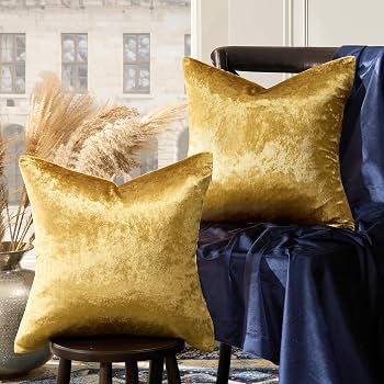Gold Textured Velvet Throw Pillow