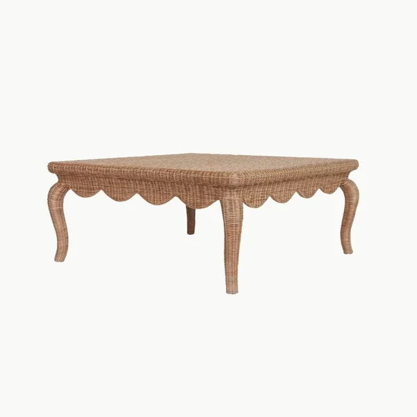 Amelia Scalloped Wicker Coffee Table - Square