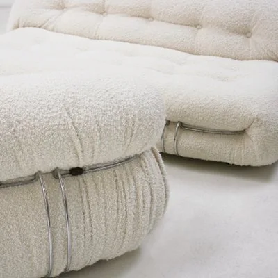 Soriana White Bouclé Tufted Sofa